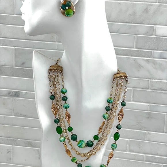 Vintage Signed ART Parure Set Necklace Bracelet Earrings - Picture 6 of 16